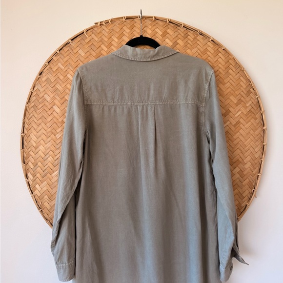 ANTHROPOLOGIE CLOTH & STONE KHAKI TENCEL SHIRT DRESS SZ MED BOHEMIAN LAGENLOOK‎ - Picture 9 of 14